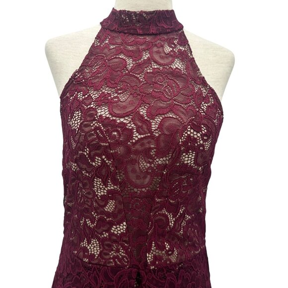 NEW Venus Womens Small Dress High Low Lace Floral Wine Formal Party - Picture 2 of 12